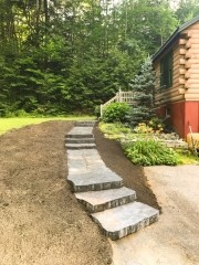 Front Walkway Log Cabin - Portsmouth Landscaping